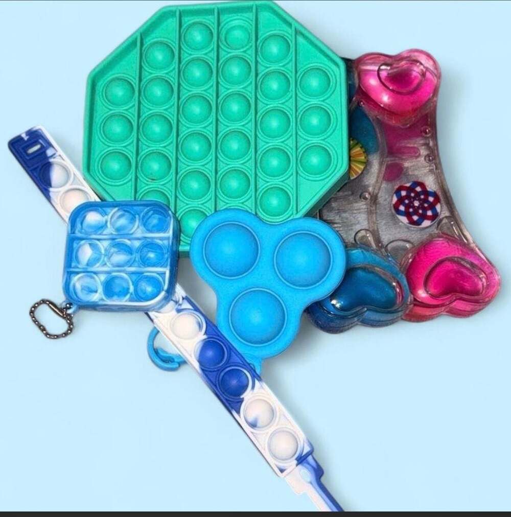 Assorted Fidget Toy Bundle w/ Pop-it, Liquid Motion, and Fidget Bracelets